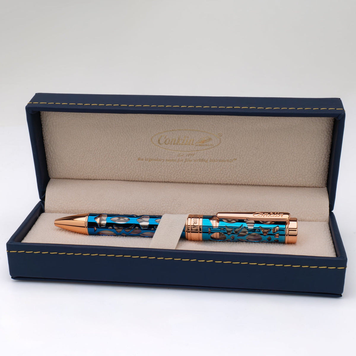 Conklin Endura Deco Crest Ballpoint Pen Demo/Blue/Rose Gold