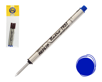 Blue Capless Rollerball Refill 3pk